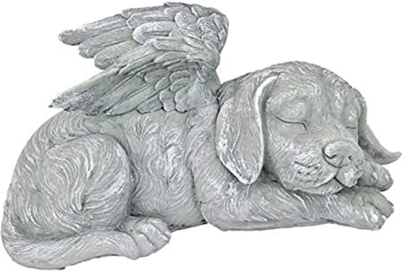 Naroote Statue de Jardin d'animal Familier, Statue Commémorative d'animal Familier de Sommeil de Résine Vivante Extérieure pour la Pierre Tombale Commémorative d'animal