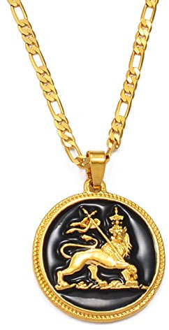 3,1 Cm Äthiopischer Löwe Anhänger Halskette Für Frauen Männer Der Löwe Von Juda Schmuck Charms Ethnische Afrikanische Artikel Power Magic Afrika Karte Halskette Totem Hochzeitsgeschenk, Goldfar
