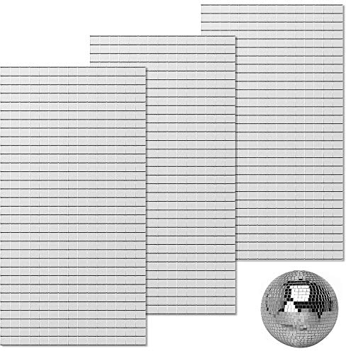 1300 Stück Selbstklebende Spiegel Mosaikfliesen, Silber Glasspiegel Aufkleber/Spiegel Klebefliesen für Diy Discokugel Basteln Dekoration (10x10mm)
