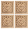Aiminjey 10 Pcs Decorative Wood Flower Carved Appliques Onlays, 6 x 6cm Unpainted Solid Wood Square Carving Decal for Furniture Cabinet Closet Decoration (2.4inch-10pcs)