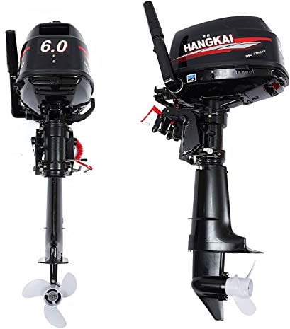 Außenborder Benzinmotor 2-Takt 6 HP Außenborder Motor Bootsmotor 102CC Außenborder Bootsmotor Bootsmotor Kurzschaft Wasserkühlung CDI Außenbordmotor für Fischerboote, Dinghies und aufblasbare Boote