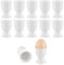 MUXHEL Lot de 12 coquetiers en porcelaine - 5 x 5 x 7 cm - Porte-œufs blancs - Support à œufs pour le petit-déjeuner - Cadeaux de Pâques