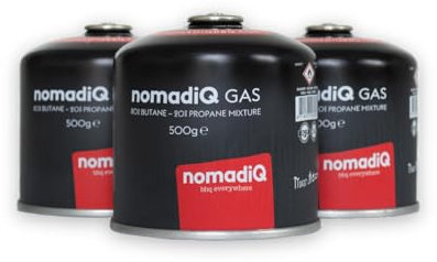nomadiQ Gaskartuschen 500g | für Camping & Grill | Gasflasche für Campingkocher & Gaskocher | Einwegkartusche Butan/Propan | 3er Pack | kompatibel mit nomadiQ BBQ