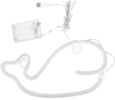 HOMSFOU Neonlichter Neonlichtschilder Leuchtende Dekorationen Lampe Mit Walschildern Schlafzimmer Dekoratives Nachtlicht Tisch Neonlicht Meerestier-leuchtreklame Meeresdekor Plastik Weiß