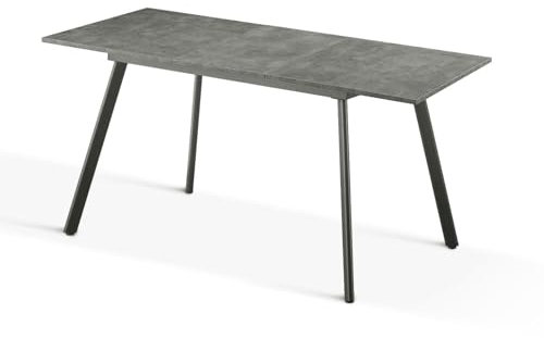 B&D home Esstisch MARA, ausziehbar 120-160x80 cm 4-6 Personen Küchentisch Holztisch mit Metallgestell für Esszimmer, Küche, skandinavisch modern Design, Beton Optik, 11201-FS-BETO