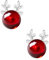 1 Paar Rote Rentier-Ohrringe Aus Silber Und Granat, Weihnachts Rentier Ohrstecker FüR Damen, Festliche Ohrringe FüR Weihnachten Und KostüMpartys