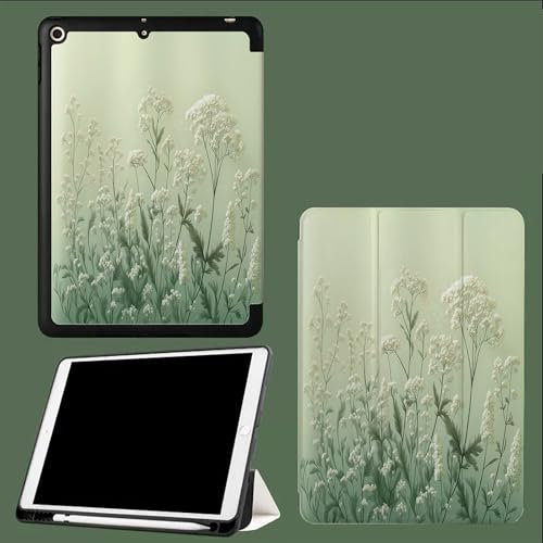 Funda para iPad 9,7 Pulgadas (2018/2017 Modelo, 6ª / 5ª generación), Carcasa con Soporte Función, Auto-Sueño/Estela Helecho Vintage Planta