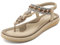 Acfoda Sandales Femme Été Confortable Plats Nu Pieds Cuir Tong de Plage Mode Claquettes Bout Ouvert avec Strass Beige 39
