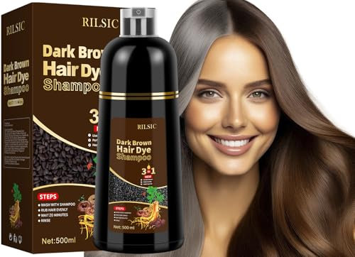 Haarfärbeshampoo Braun 3-in-1 Farbshampoo – Sofort Färbe Shampoo für Männer & Frauen, Brown Hair Dye Shampoo Graue Haare (500ml)