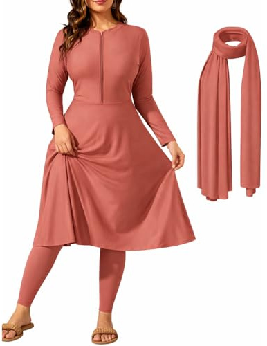 NAJMA, Burkini, Burkini för kvinnor med hijab - blygsam 3-delad baddräkt - graviditet, amning och standard, Vieuros, S/M