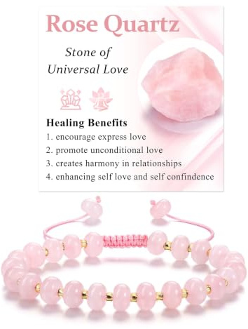 Jovivi Natural Stone Healing Crystal Bracelets,Adjustable Colorful Gemstone Beads Bracelet Gifts for Women Teenage Girls, Birthday Friendship Bracelet for Women Girls Graduation Christmas Gift for Her
