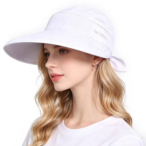 AYPOW Sombreros de Sol para Mujer, Gorra con Visera de Playa ala Ancha Protección UV con Parte Desmontable, 2 en 1 Ajustable Respirable Sombreros de Verano para Senderismo Vacaciones Jardín Tenis