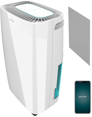 Cecotec Deumidificatore da 2,5L BigDry 4000 Expert Connected Extra. 10 L/giorno, Serbatoio Estraibile, Controllo Wi-Fi, Display LED, Comandi Touch, Timer 24 h, 2 Velocità, Copertura 105 m³