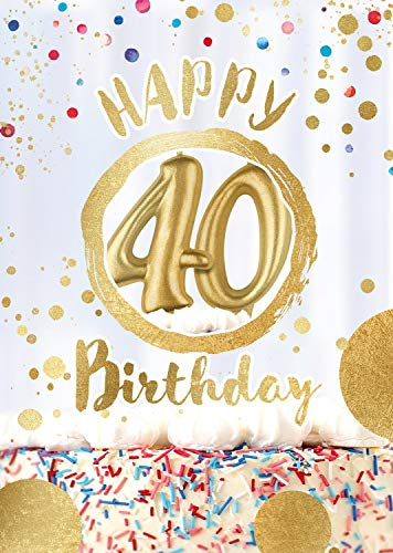 bentino Geburtstagskarte XL mit leuchtenden KERZEN zum AUSPUSTEN, Spielt den Song Happy, DIN A4 Set mit Umschlag, Glückwunschkarte zum 40. Geburtstag, Grußkarte Great Cards