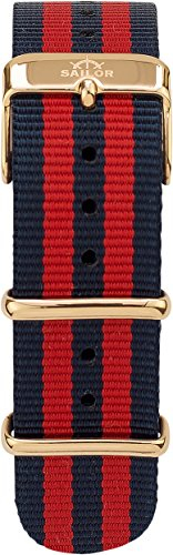 Sailor Damen Herren Nylon Armband Haiti blau-rot BSL101-2008-20, Breite Armband:20mm (normal), Farbe Edelstahl:Rosègold