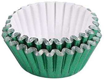 Miss Bakery's House® Mini-Muffinförmchen Folie - Ø 32 mm x 20 mm - Grün - 120 Stück - Papierbackform für kleine Muffins und Cupcakes - Metallic-Look