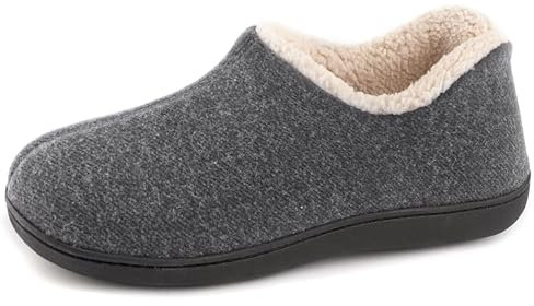 ULTRAIDEAS morbide Pantofole da Donna in Memory Foam con Retro Chiuso con Calda Fodera in Pile, Scarpe da casa in Cotone Misto Lana con Suola in Gomma Antiscivolo per Interni all'aperto, grigio, 40EU