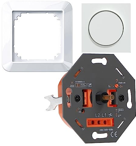 LED-Dimmer Universaldimmer 3-250W als Komplettset mit Merten 1-M aktivweiß glänzend Phasenanschnitt und Phasenabschnitt