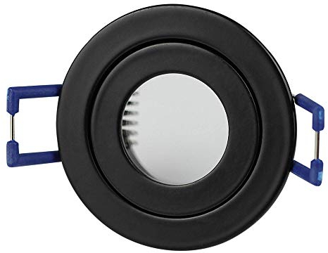 Einbaustrahler Rahmen Schwarz rund IP-44 für Bad und Außen-Bereich - Einbaurahmen für GU11 MR11 Leuchtmittel 35mm - 40mm Bohrloch Badezimmer Einbau-Spot Strahler Einbauleuchte