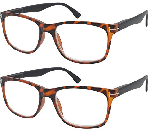 TBOC Lesebrille Lesehilfe für Herren und Damen - [Pack 2 Einheiten] Dioptrien +1.50 Schildpatt Fassung und Schwarz Bügel mit Stärke PC Handy Trend Frauen Männer Senioren Alterssichtigkeit Presbyopie