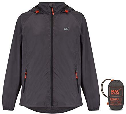 Mac in a Sac Veste imperméable et compacte Origin - Imperméable unisexe, coupe-vent, respirant et léger pour hommes et femmes - Charcoal - L