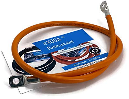 Exoda juego de cables de bateria 25 mm² 75cm con terminales de cable M8 naranja para vehiculo moto bote cable flexible con 99 por ciento de cobre H07VK cubierta