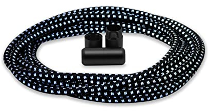 BETTER THREE Laces elastische Schnürsenkel rund mit Aluminium Dreh Verschluss Schnürsenkel ohne Binden! Auch für Kinder geeignet! 100 cm lang 3 mm Schwarz Reflektor