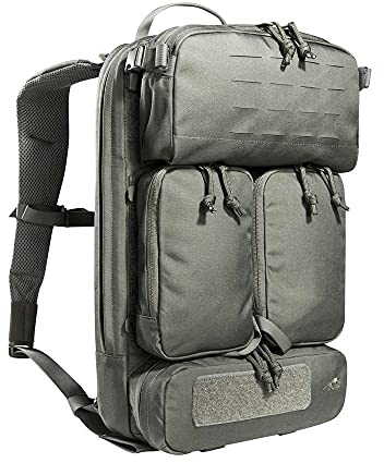 Tasmanian Tiger TT Modular Gunners Pack IRR 14L - Leichter, taktischer Militär-Rucksack anbringbar am Plattenträger, Molle-Kompatibel mit abnehmbaren Pouches und Magazin-Taschen, Steingrau-Oliv IRR