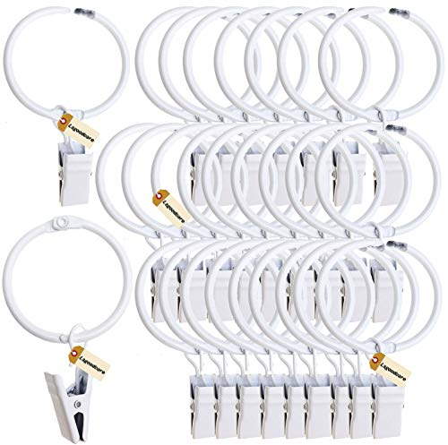 Lsgoodcare 30St. öffenbare Vorhangklammern mit Ringen weiß 50mm, Starke dekorative Metall Öffnung Duschvorhang Clip Ring weiß