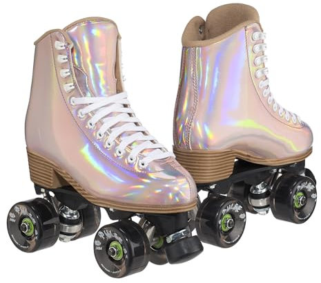 Jackson EVO Viper Rollschuhe für Damen und Mädchen mit Atom Pulse Lite Rollen, High Top Hologramm Quad Skates, (Gold)