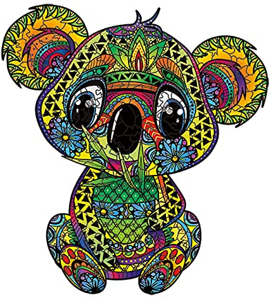 ToyHero Holzpuzzle Einzigartige Geformte Tiere Puzzleteile, Tierisches Puzzle Koala, Holzpuzzle Tiere Bunt Einzigartige Form, Geschenk für Erwachsene und Kinder 15 x 16,3 Zoll, 327 Teile, Groß