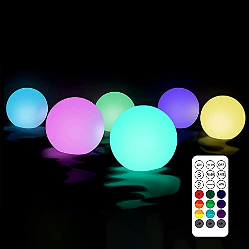 6 Pcs Luces Flotantes Piscina, 16 RGB, IP68 Hidromasaje Impermeable, LED Bañera, Cambio Color Nocturna para Spa Jardín Noche 8 cm