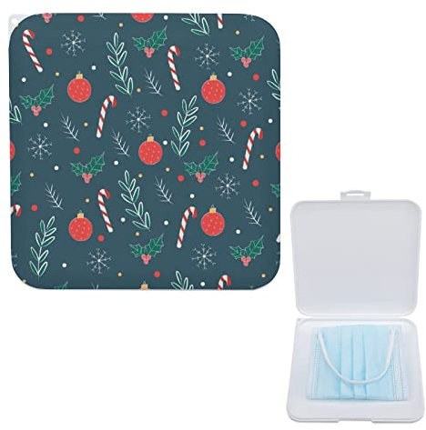Yuzheng Tragbare Aufbewahrungsbox Für Masken Weihnachtskugel-Baum-Muster Maskenschutz-Organizer Einweg-Etui Für Masken 13cmx13cm