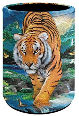 Howilath Tiger Pen Organizer Round Pencil Cup Mountain Tiger Print Desk Vase Pen Pot for Staionery, Large Capacity Desktop Tidy