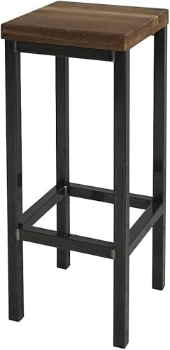 Original-BestLoft® Barhocker New York Handmade Industriedesign Loft Stahl Holz Eiche massiv (Dunkel geräuchert, 90)