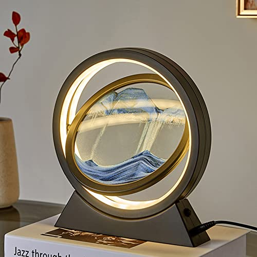 Starnearby Lampe Peinture de Sable Mouvant Dimmable 3 Couleurs, Lampes de Table Sable Mouvant, Peinture de Sable Qui Coule Lampe, Lampes Sable Dynamique, Peintures de Sable Fluide LED