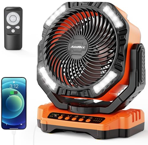 Ventilatore da campeggio a batteria da 40000 mAh, ventilatore da pavimento ricaricabile ad alta velocità, timer con oscillazione automatica con telecomando, ventilatore da esterno senza fili per auto,