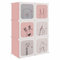 Tidyard Kinderschrank Modular Würfelregal mit 6 Würfeln Rosa PP Würfel-Regalsystem Kinderregal Kunststoffschrank Würfel-Schrank 74 x 36,5 x 108 cm (L x B x H),PP (Polypropylen), Stahl,Rosa