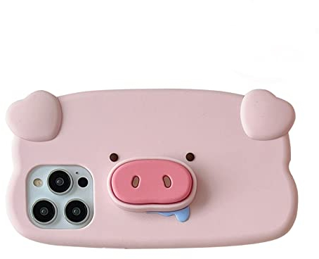 QoKcoahn Fall für iPhone 14, Nette 3D Kawaii Telefon Cases Lustige Schweinestand Cartoon Abdeckung mit Schlüsselbund Weiche Silikon Gel Drop Protection für iPhone 14