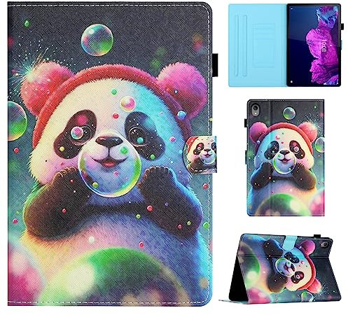 CASAFUNY Case for Lenovo Tab P11 (TB-J606) / P11 Plus 11 2021(TB-J616F/TB-J607) Tablet Protective Cover PU Leather Case with Stand Function for Lenovo Tab P11 / P11 Plus, Panda Bubble