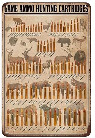 20 x 30 cm (8 x 12 Zoll) Spiel Munition Jagd Patronen Metallschilder gedruckt Wissen Dekor Poster Wandkunst Blechschild Dekor Metallschild Poster
