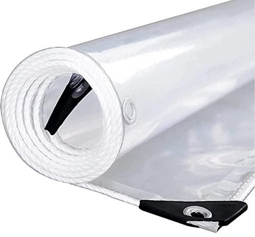 Gorssen Transparente Plane mit ösen, abdeckplane baufolie, wasserdichte Abdeckplane aus 420g/m² PVC Material, Ideal als Gewächshaus Plane, Outdoor Vorhang abdeckplane