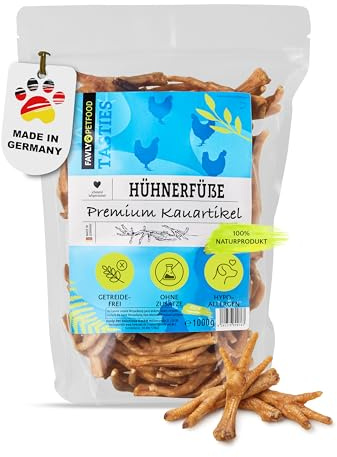 FAVLY Hühnerfüße 1000g für Hunde, luftgetrockneter Kauartikel | Naturkausnack ohne Zusätze, Zucker & Getreide, unterstützt die Zahnreinigung, auch für Welpen, aus Deutschland