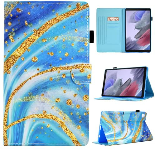 BYCeKe for Samsung Galaxy Tab A7 Lite Case 8.7 inch 2021 (SM-T220/T225/T227) Lightweight Slim PU Leather Folio Stand Case with Auto Wake/Sleep Pencil Holder for Galaxy Tab A7 Lite Cover, Golden Blue