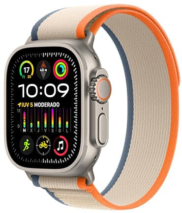 Apple Watch Ultra 2 [GPS + Cellular] Smartwatch con Caja de Titanio Resistente de 49 mm y Correa Loop Trail Naranja/Beis - Talla M/L. Monitor de entreno, GPS de Alta precisión, Neutro en Carbono