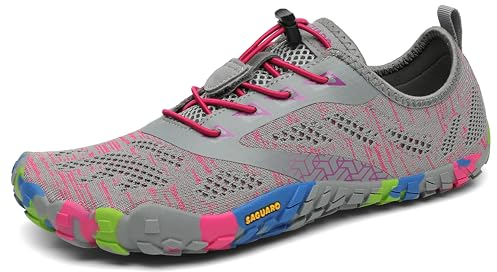 SAGUARO Barfußschuhe Barfuss Schuhe Damen Barfussschuhe Frauen Zehenschuhe Fitnessschuhe Straßenlaufschuhe, Smart II - Barfußschuhe Brilliant Rose,Gr.38