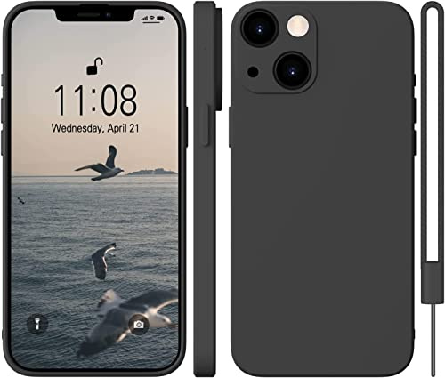 WXX iPhone 13 Hülle Silikon Case, Hanyhülle iPhone 13 Dünn Slim mit Microfiber, Kratzfeste Rundumschutz Case Hülle für iPhone 13 6.1'' 2021 Matte Schwarz