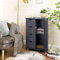 Bathroom Floor Cabinet Cupboard Free Standing Wooden Cabinet Storage Unit with 4 Drawers & 1 Door, Adjustable Shelf, Grey