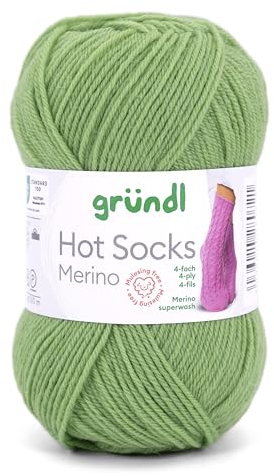 Gründl Sockenwolle Hot Socks Merino - Gewicht 50g, Lauflänge 200m, Nadelstärke 2,5-3, waschbar, ideal für Pullover, Socken Farbe 08