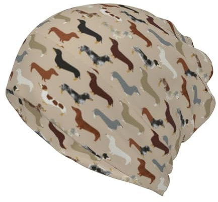 Beanie-Mütze, Halsmanschette, Strickmütze, Gesichtsmaske, Schal, Sturmhaube, lässige Laufmütze, Dackel, Dackel, Hunde, Haustier, Hund
